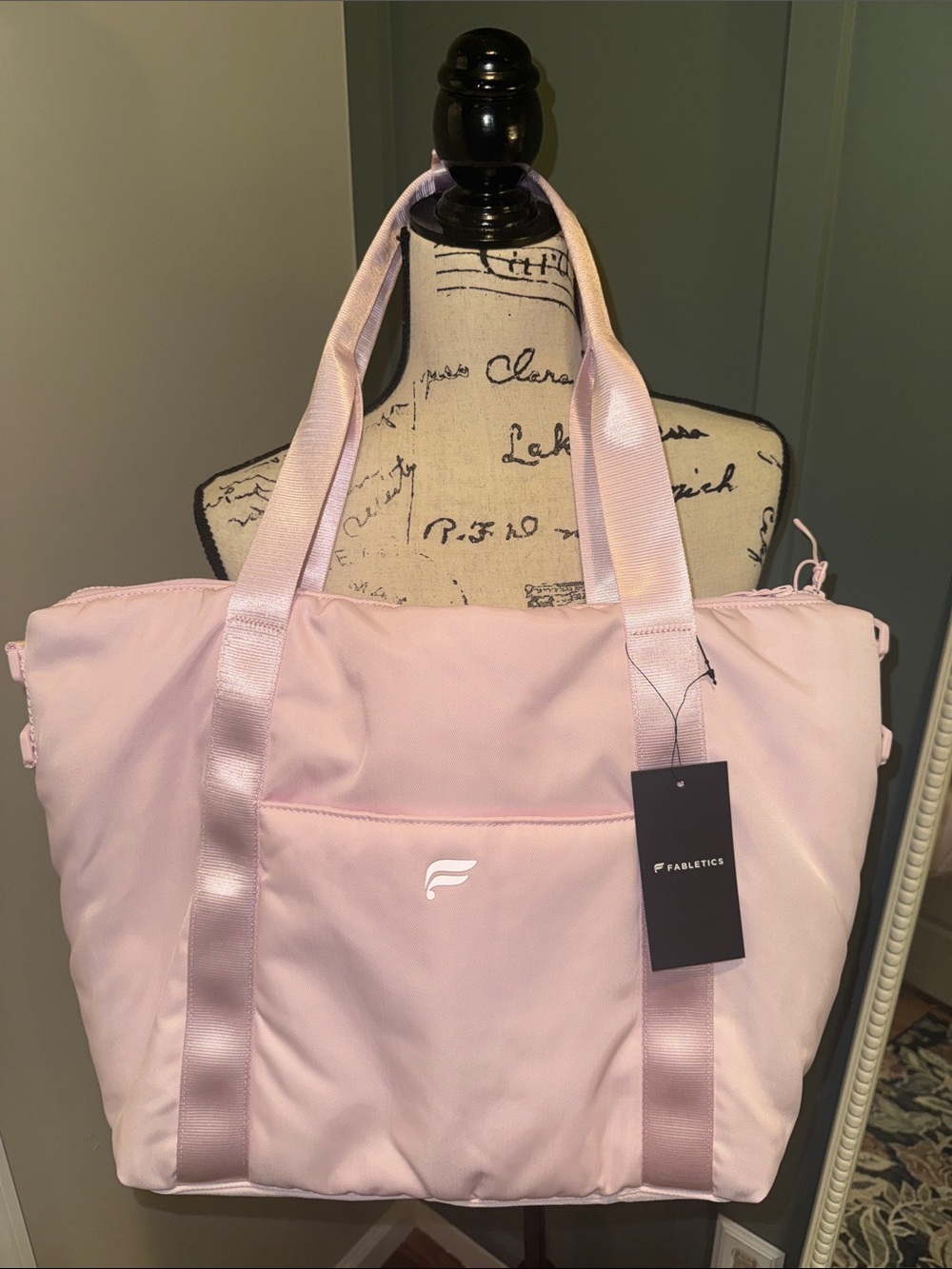 Fabletics Light Pink Travel Tote with Front Pocket & Strap NWT